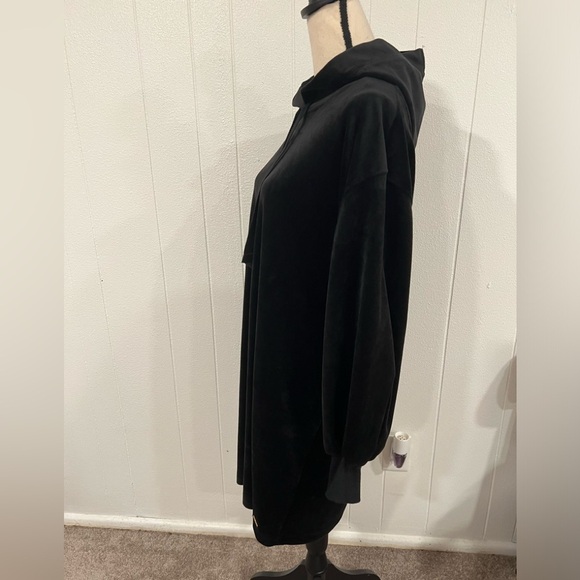 Calvin Klein velour black hoodie dress sweatshirt size L - Picture 6 of 13